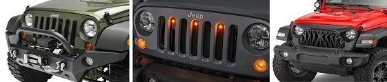 Jeep bumpers, lights, and tops